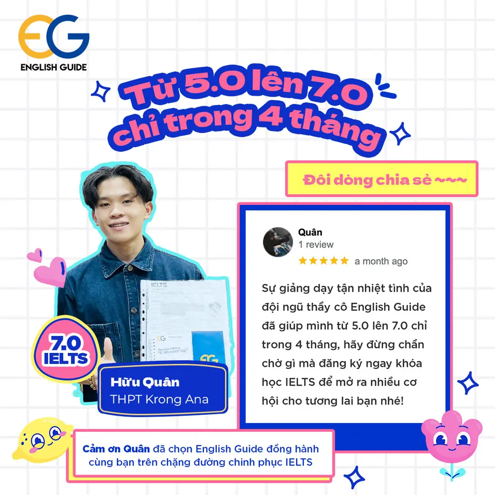 Hữu Quân 7.0 IELTS chia sẻ cảm nhận: từ 5.0 lên 7.0 chỉ trong 4 tháng
