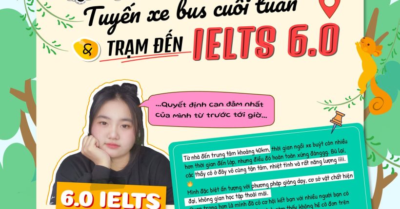 học viên Nguyễn Thị Uyển Nhi sau quá trình học tại English Guide đã đạt điểm mục tiêu 6.0 IELTS