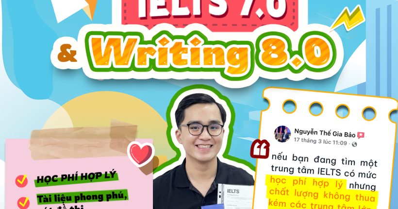 học viên Nguyễn Thế Gia Bảo sau quá trình học tại English Guide đã đạt điểm mục tiêu 7.0 IELTS